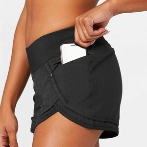 Hylete Black High-Waist Athletic Shorts with Side Phone Pocket